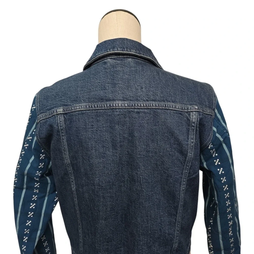 NWT Anthropologie‎ Pilcro Crafted-Sleeve Quilted Denim Jacket Size Small Prairie